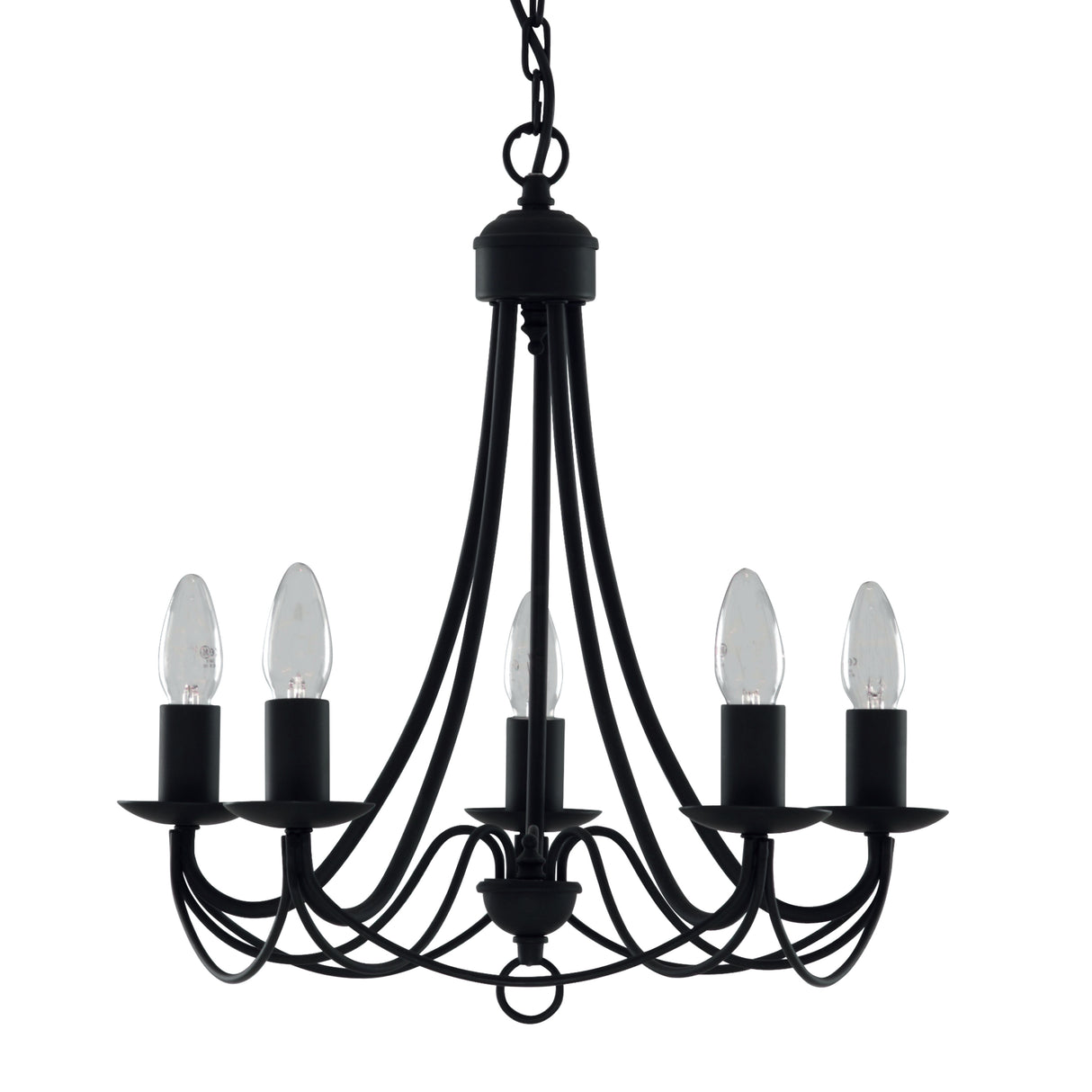 Searchlight Electric Maypole 5Lt Pendant - Black Metal 6345-5BK