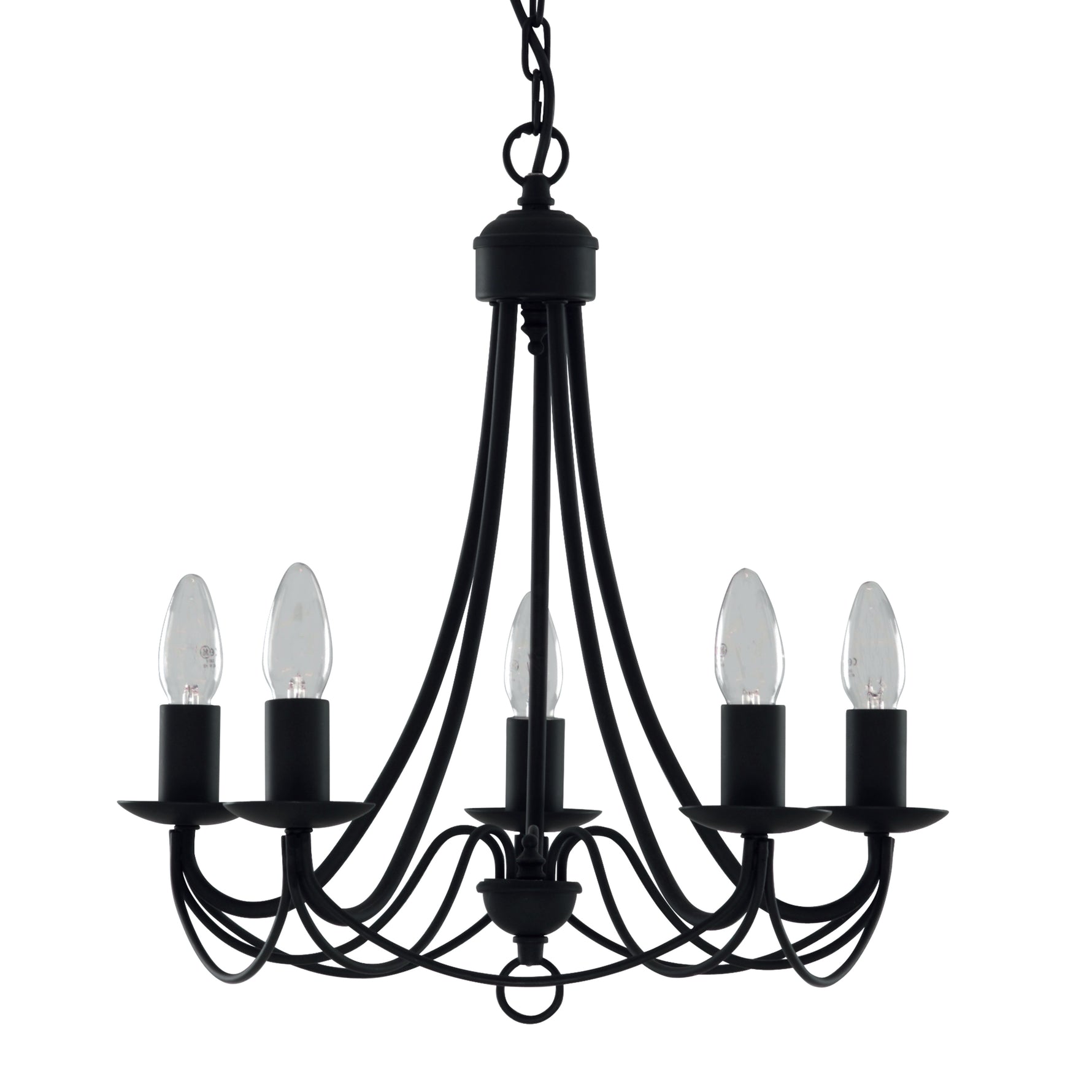 Searchlight Electric Maypole 5Lt Pendant - Black Metal 6345-5BK