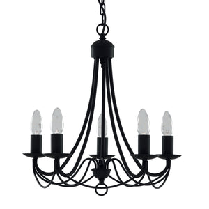 Searchlight Electric Maypole 5Lt Pendant - Black Metal 6345-5BK