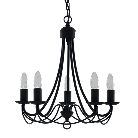 Searchlight Electric Maypole 5Lt Pendant - Black Metal 6345-5BK