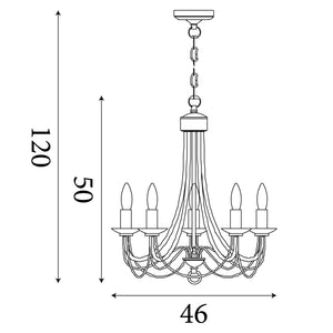 Searchlight Electric Maypole 5Lt Pendant - Black Metal 6345-5BK