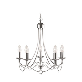 Maypole 5Lt Pendant - Satin Silver Metal