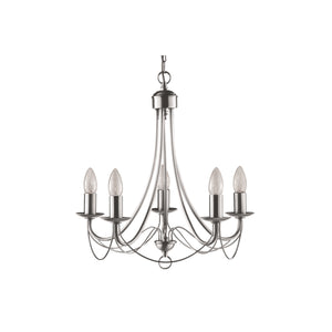 Searchlight Electric Maypole 5Lt Pendant - Satin Silver Metal 6345-5SS