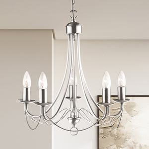 Searchlight Electric Maypole 5Lt Pendant - Satin Silver Metal 6345-5SS