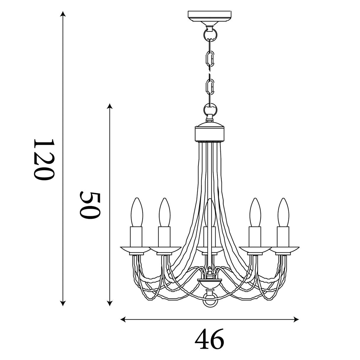 Searchlight Electric Maypole 5Lt Pendant - Satin Silver Metal 6345-5SS