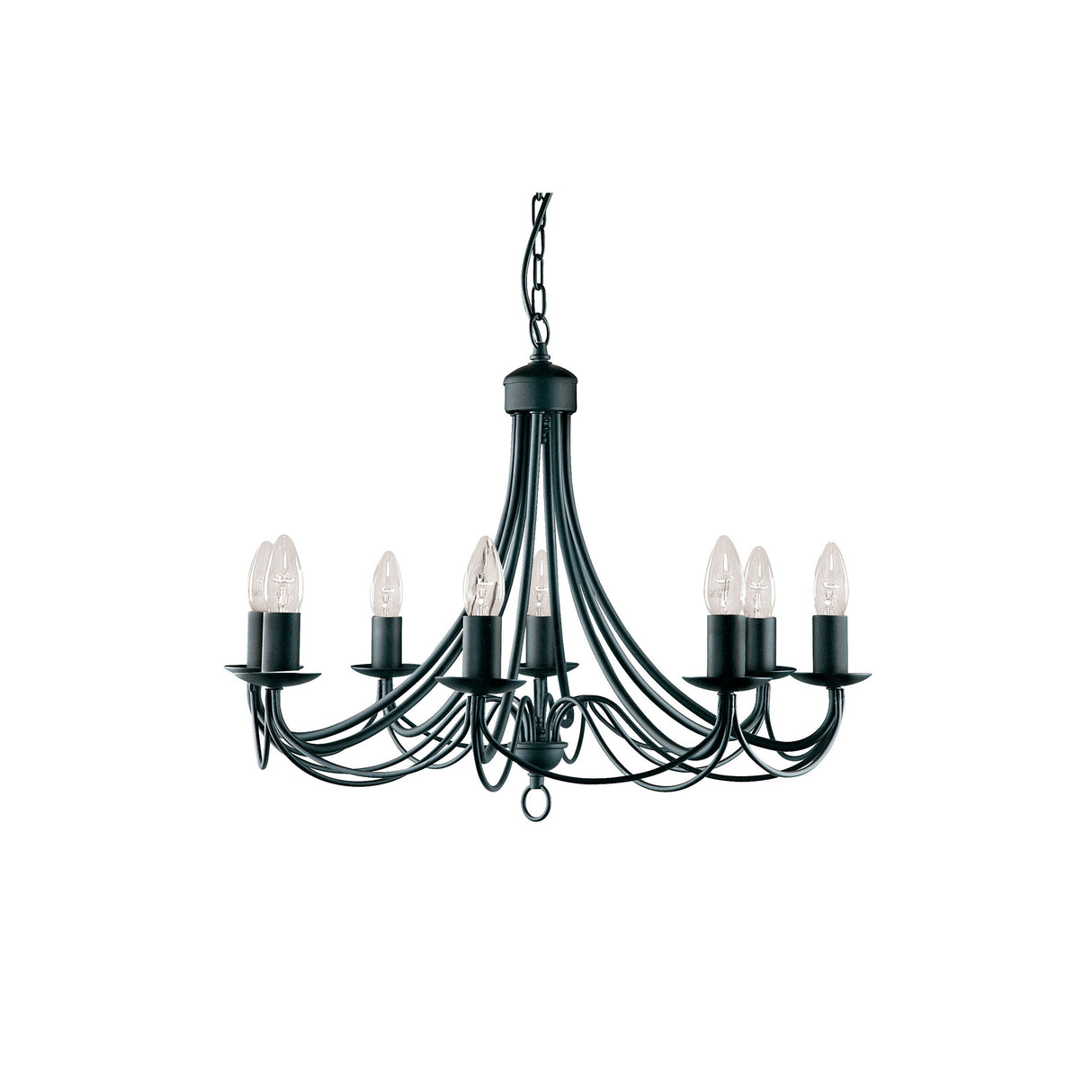 Searchlight Electric Maypole 8Lt Pendant - Black Metal 6348-8BK