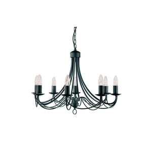 Searchlight Electric Maypole 8Lt Pendant - Black Metal 6348-8BK