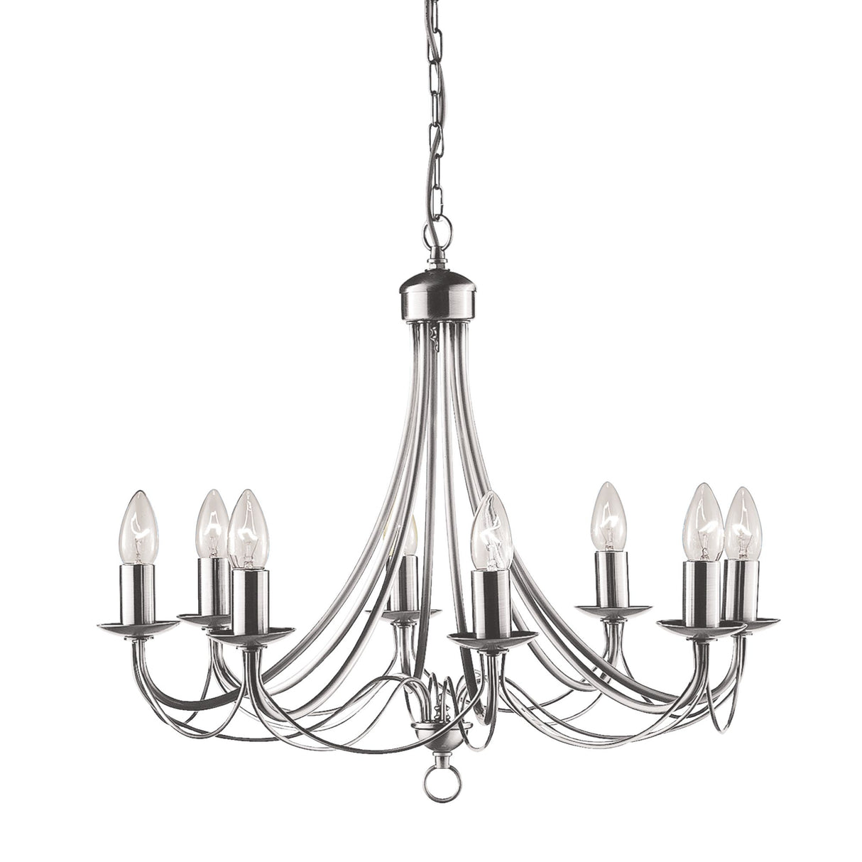 Maypole 8Lt Pendant - Satin Silver Metal