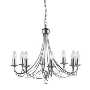Maypole 8Lt Pendant - Satin Silver Metal