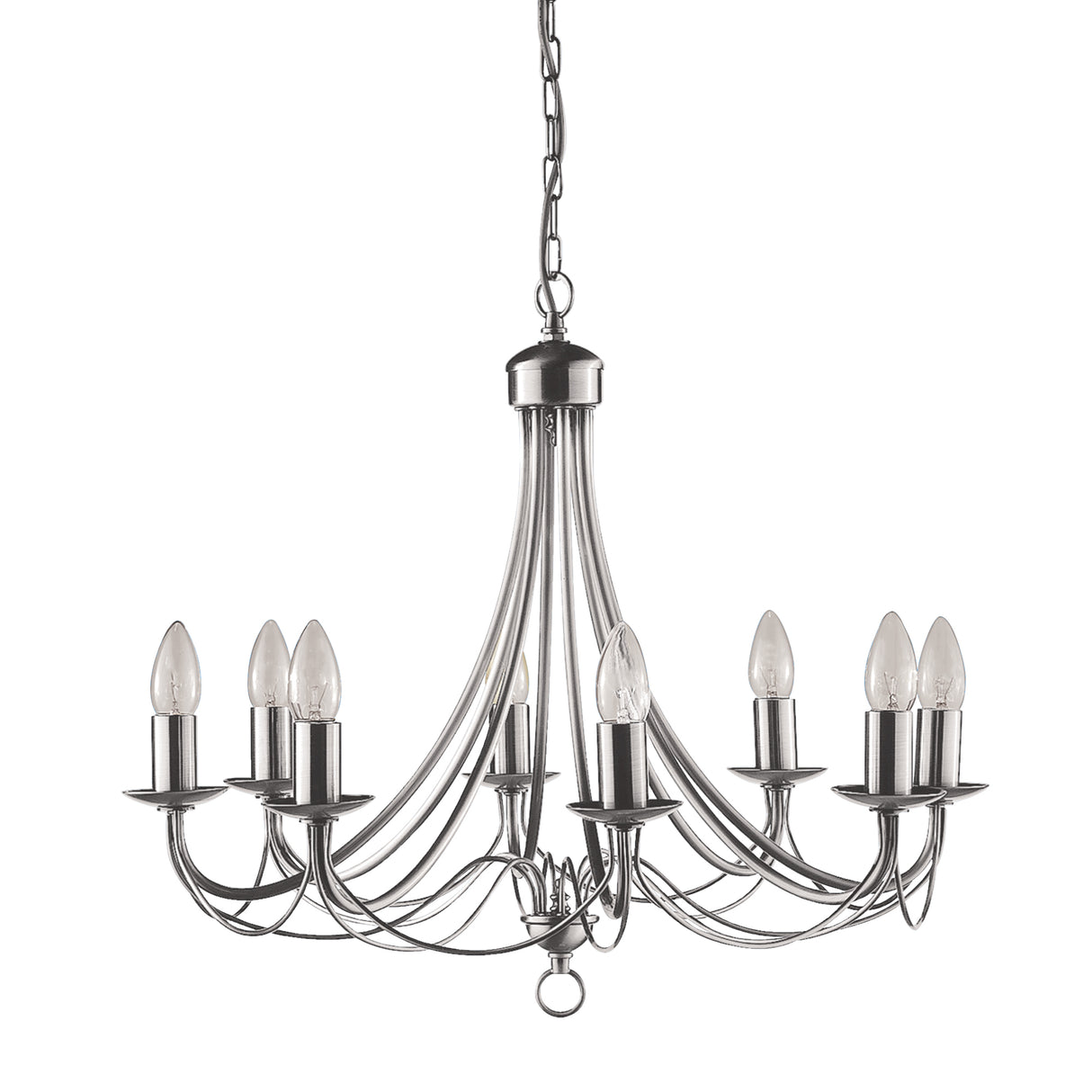 Searchlight Electric Maypole 8Lt Pendant - Satin Silver Metal 6348-8SS