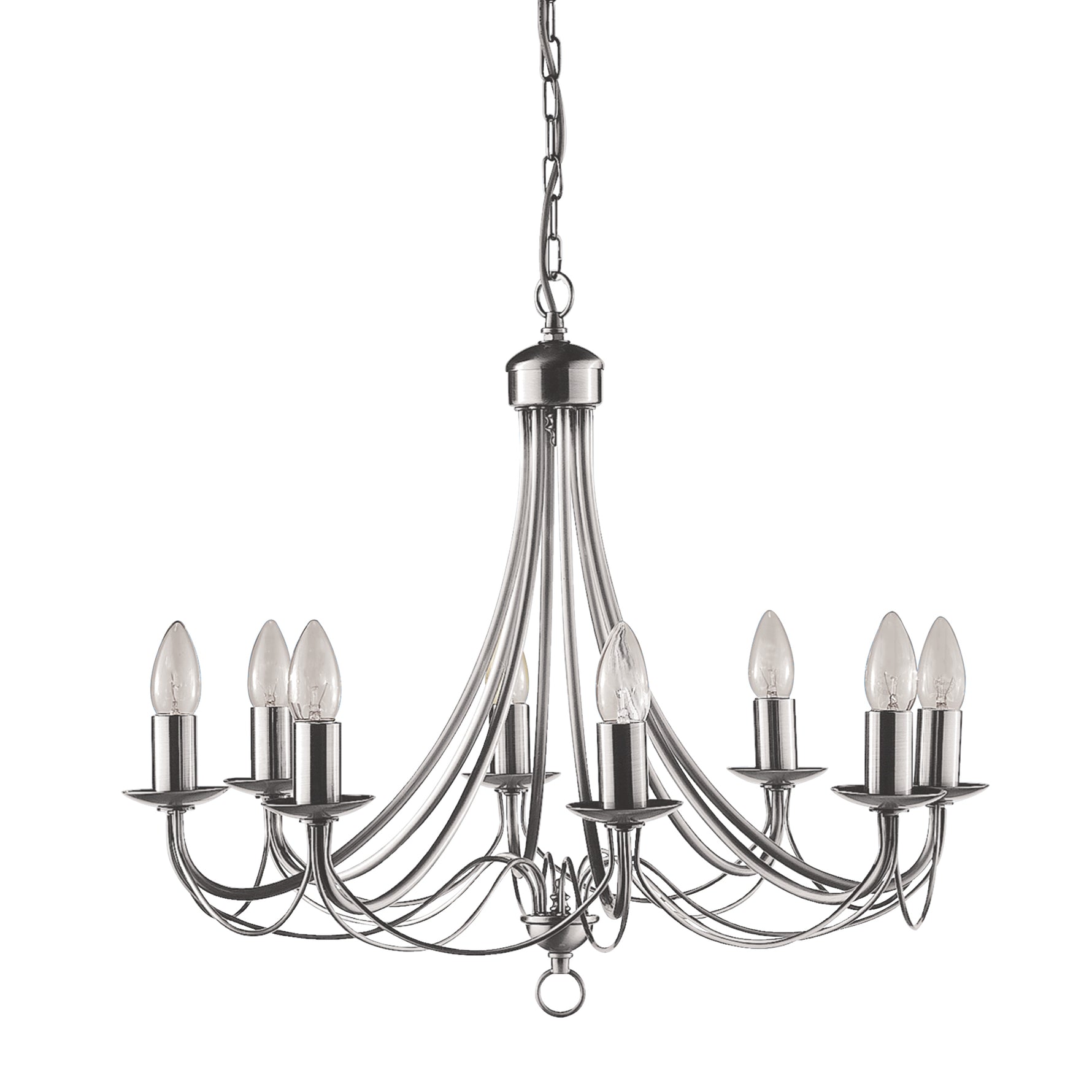 Searchlight Electric Maypole 8Lt Pendant - Satin Silver Metal 6348-8SS