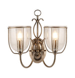 Silhouette 2Lt Wall Light - Antique Brass & Seeded Glass