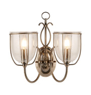Silhouette 2Lt Wall Light - Antique Brass & Seeded Glass