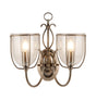 Silhouette 2Lt Wall Light - Antique Brass & Seeded Glass
