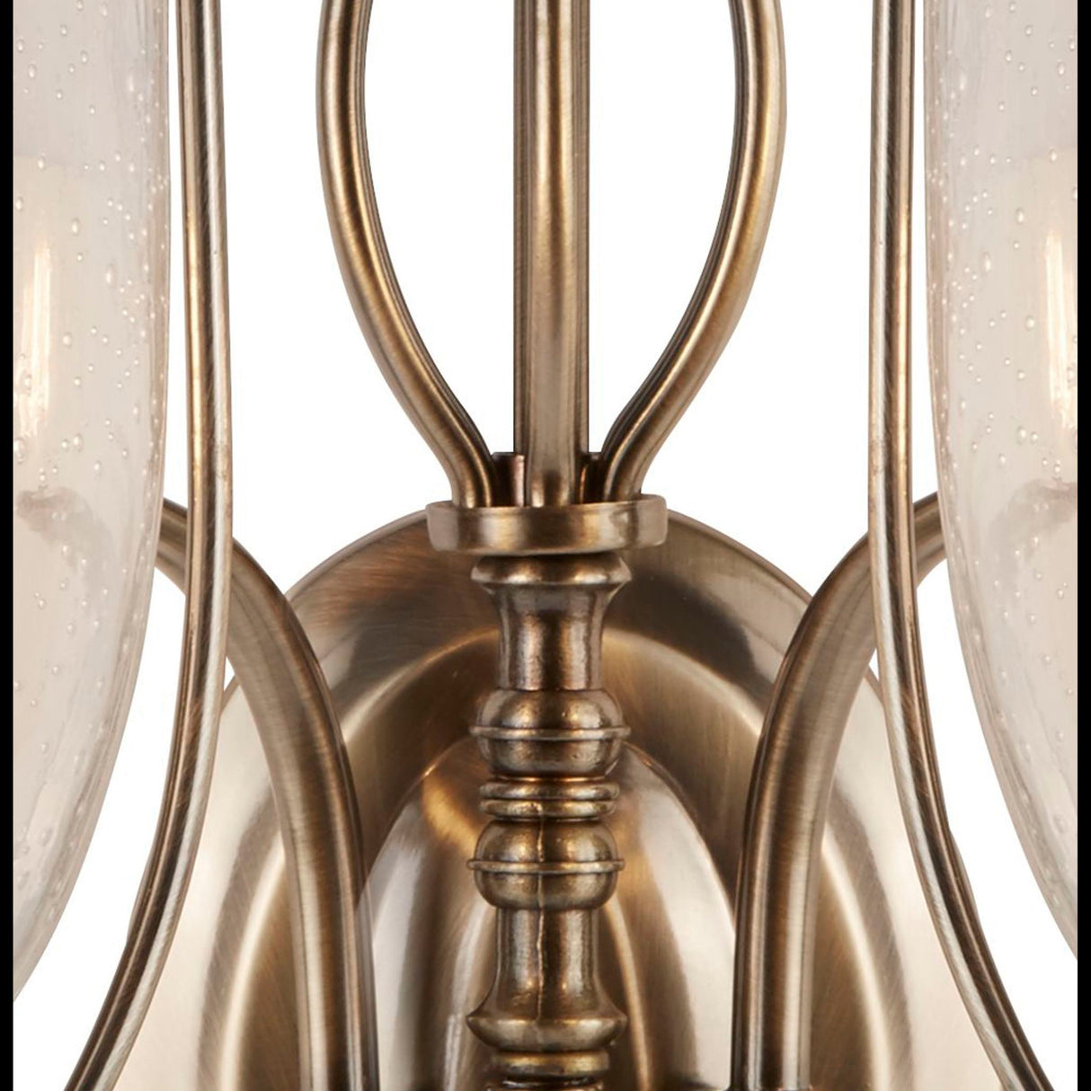 Searchlight Electric Silhouette 2Lt Wall Light - Antique Brass & Seeded Glass 6352-2AB