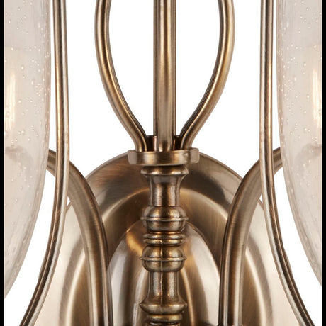 Searchlight Electric Silhouette 2Lt Wall Light - Antique Brass & Seeded Glass 6352-2AB