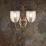 Searchlight Electric Silhouette 2Lt Wall Light - Antique Brass & Seeded Glass 6352-2AB