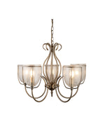 Silhouette 5Lt Pendant - Antique Brass Metal & Seeded Glass