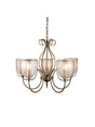 Silhouette 5Lt Pendant - Antique Brass Metal & Seeded Glass