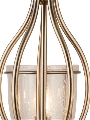 Searchlight Electric Silhouette 5Lt Pendant - Antique Brass Metal & Seeded Glass 6355-5AB