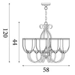 Searchlight Electric Silhouette 5Lt Pendant - Antique Brass Metal & Seeded Glass 6355-5AB