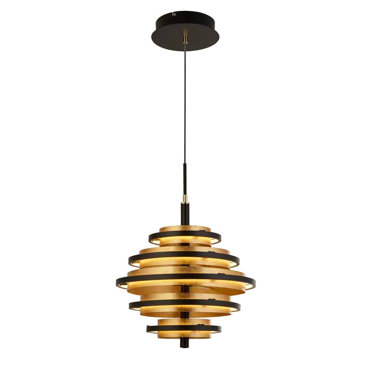 Hive 5Lt Pendant - Black Metal & Gold Leaf