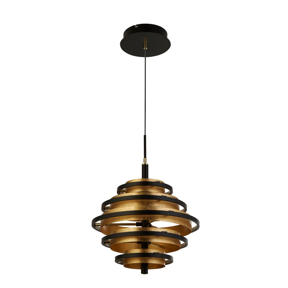 Searchlight Electric Hive 5Lt Pendant - Black Metal & Gold Leaf 6375-5BG