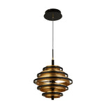 Searchlight Electric Hive 5Lt Pendant - Black Metal & Gold Leaf 6375-5BG