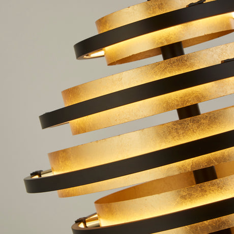 Searchlight Electric Hive 5Lt Pendant - Black Metal & Gold Leaf 6375-5BG