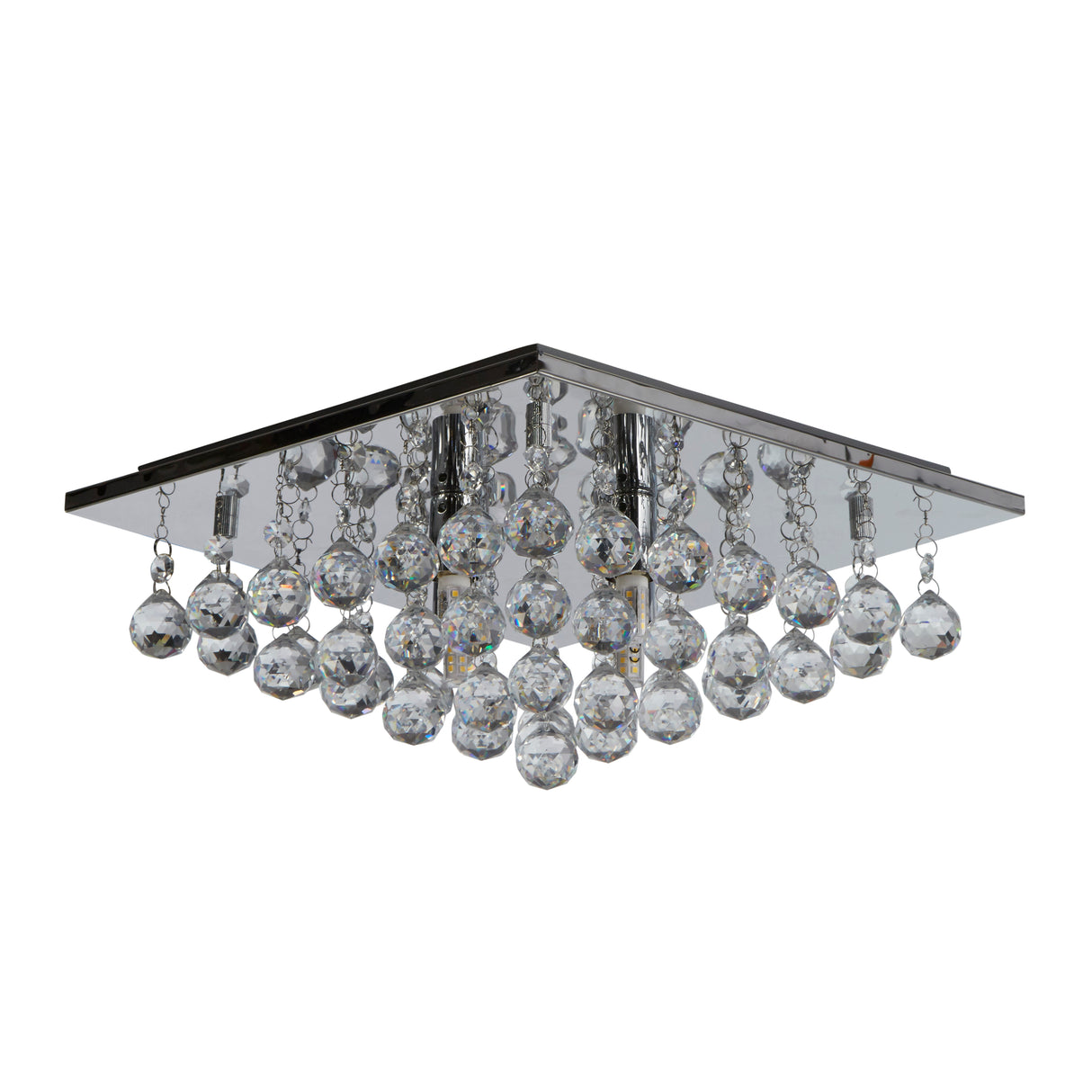 Searchlight Electric Hanna 4Lt Flush Ceiling Light - Chrome & Clear Crystal 6404-4CC