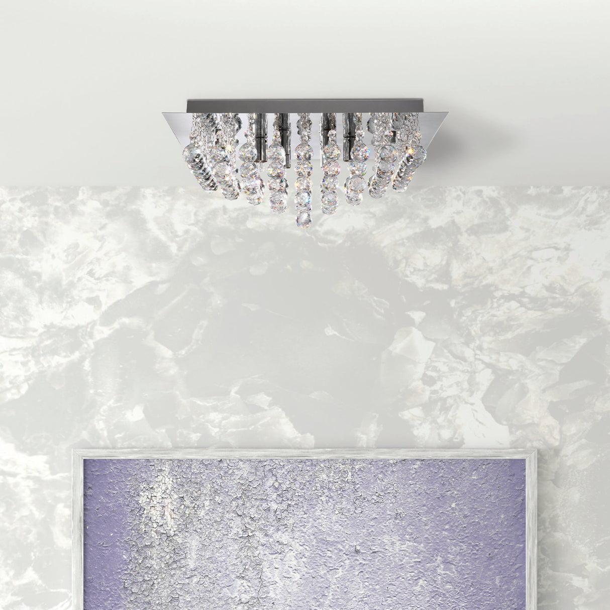 Searchlight Electric Hanna 6Lt Flush Ceiling Light - Chrome & Clear Crystal 6406-6CC
