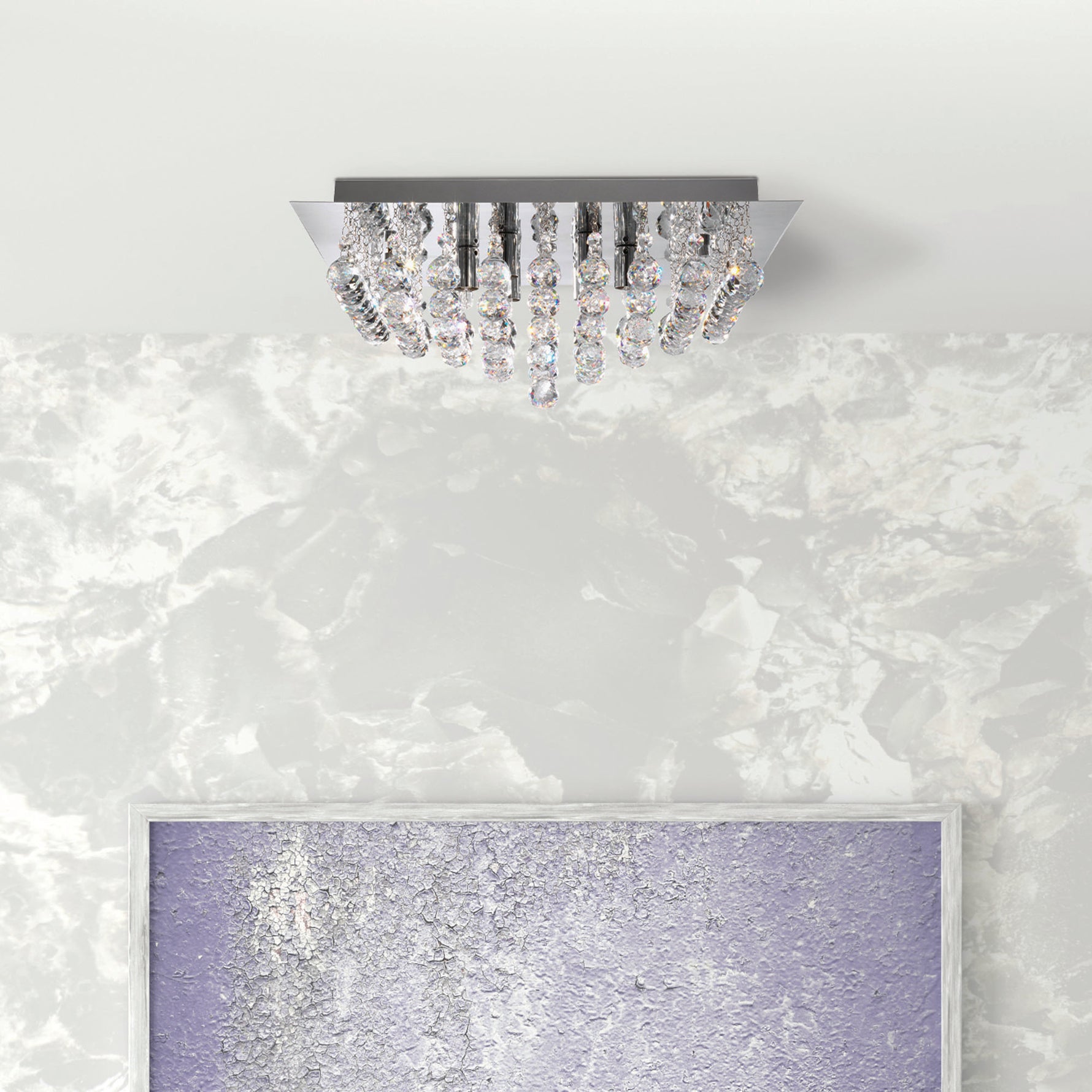 Searchlight Electric Hanna 6Lt Flush Ceiling Light - Chrome & Clear Crystal 6406-6CC