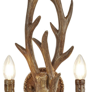 Searchlight Electric Stag 2Lt Wall Light - Brown Resin 6412-2BR