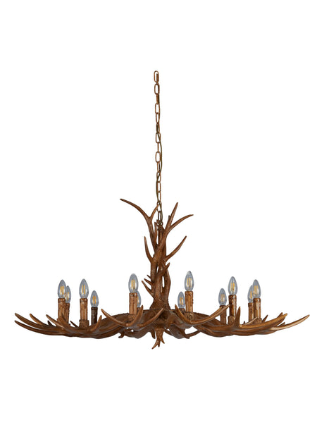 Searchlight Electric Stag 12Lt Pendant - Brown Resin 6416-12BR