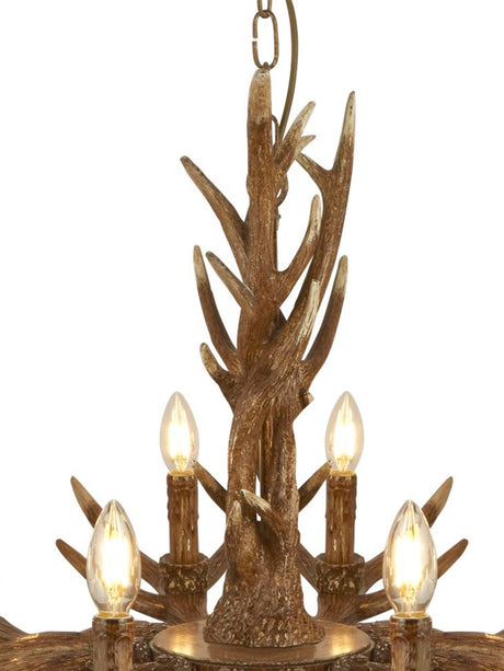 Searchlight Electric Stag 12Lt Pendant - Brown Resin 6416-12BR