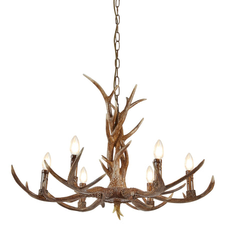 Stag 6Lt Pendant - Brown Resin