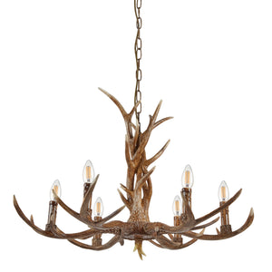 Searchlight Electric Stag 6Lt Pendant - Brown Resin 6416-6BR