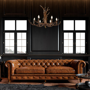 Searchlight Electric Stag 6Lt Pendant - Brown Resin 6416-6BR
