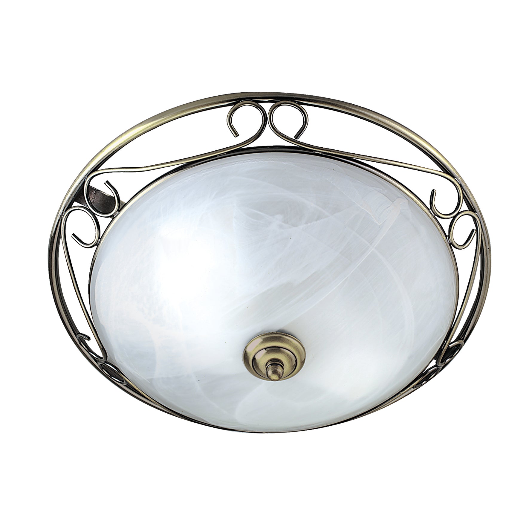 Searchlight Electric Weybridge Ceiling Flush - Antique Brass & Alabaster Glass 6436