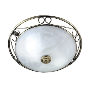 Searchlight Electric Weybridge Ceiling Flush - Antique Brass & Alabaster Glass 6436