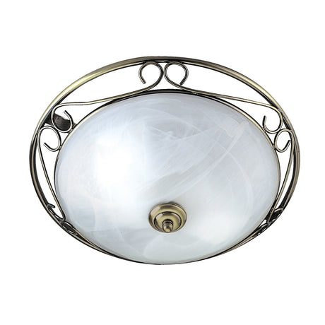 Searchlight Electric Weybridge Ceiling Flush - Antique Brass & Alabaster Glass 6436