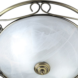 Searchlight Electric Weybridge Ceiling Flush - Antique Brass & Alabaster Glass 6436