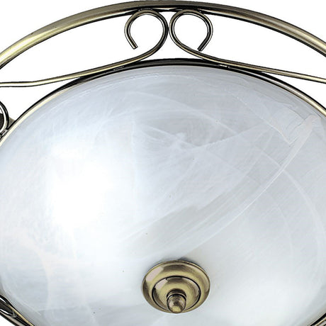 Searchlight Electric Weybridge Ceiling Flush - Antique Brass & Alabaster Glass 6436