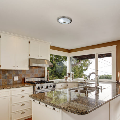 Searchlight Electric Weybridge Ceiling Flush - Antique Brass & Alabaster Glass 6436