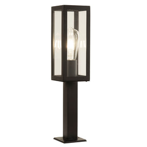 Box Outdoor Post - Black Metal & Clear Glass