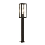 Box Outdoor Post - Black Metal & Clear Glass
