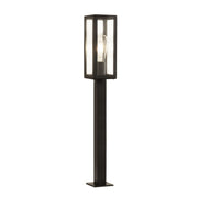Box Outdoor Post - Black Metal & Clear Glass