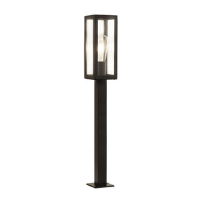 Box Outdoor Post - Black Metal & Clear Glass