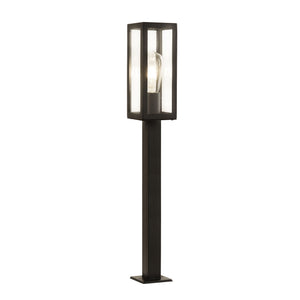 Box Outdoor Post - Black Metal & Clear Glass