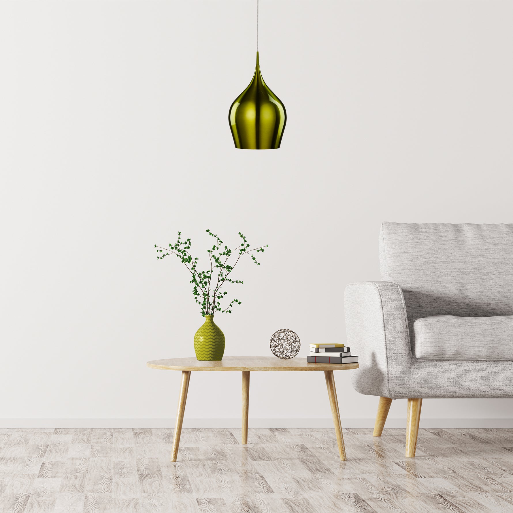 Searchlight Electric Vibrant Pendant  - Metallic Green Metal 6461-26GR